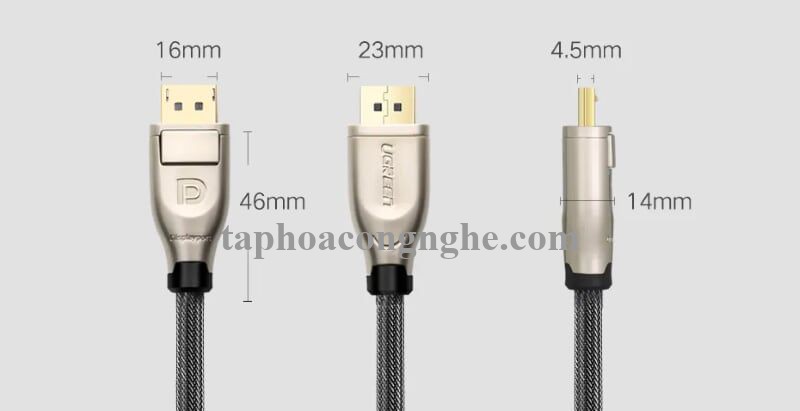 Ugreen 30122 5M Màu Đen Cáp 2 Đầu Displayport V1.2 cao cấp hỗ trợ 4K*2K 60GHz DP107 30030122